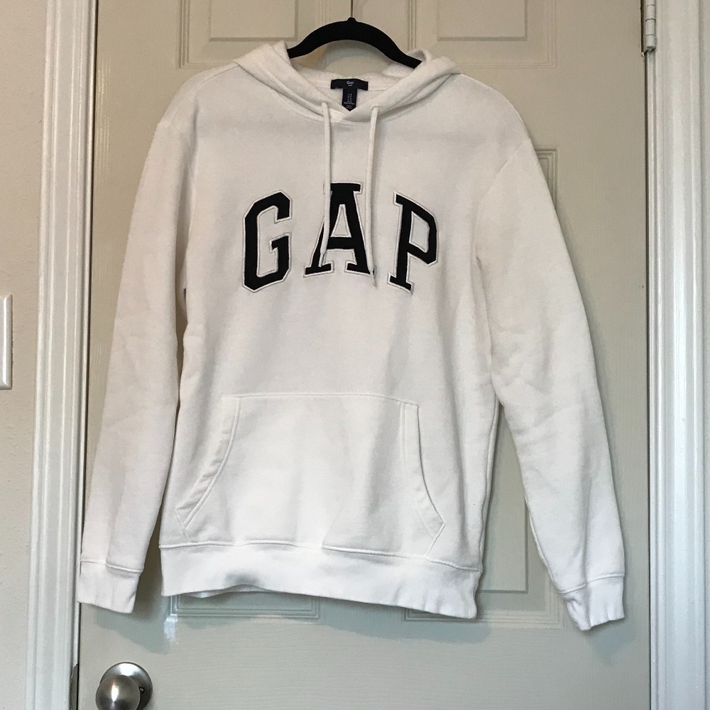 Gap White Logo Pullover Hoodie